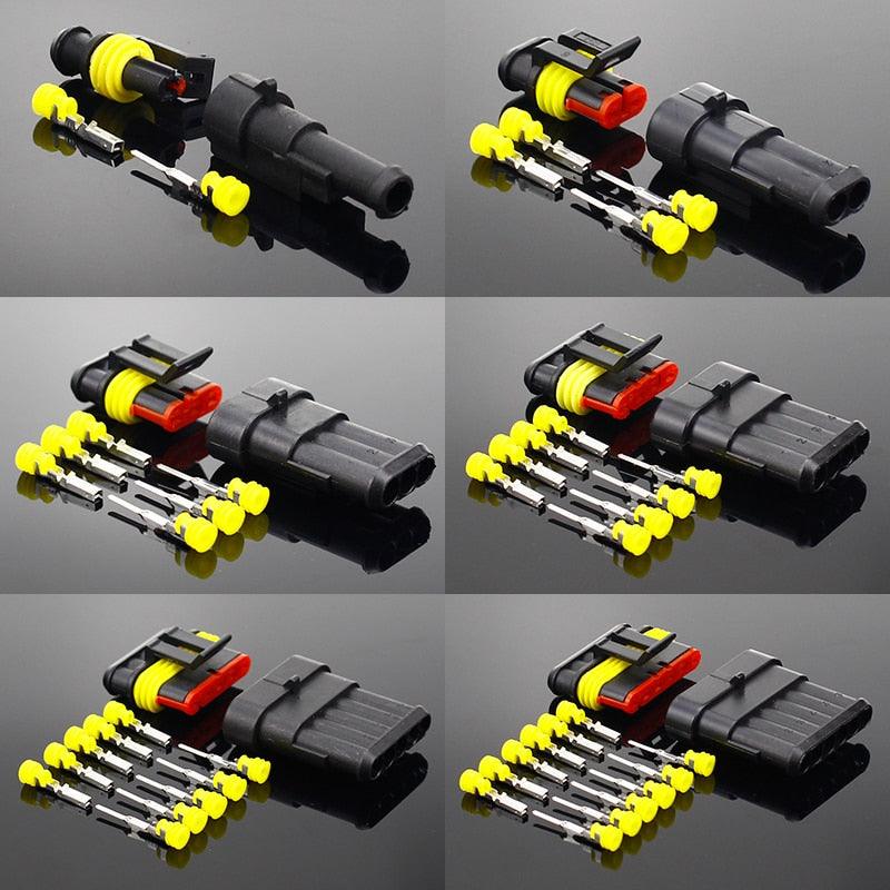 2-5sets Kit 2 pin 1/2/3/4/5/6 pins Way AMP Super seal Waterproof Electrical Wire Connector Plug for car waterproof connector.