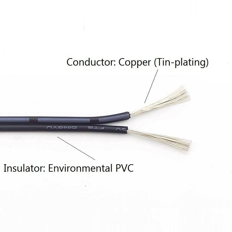 2 Pin Wire Electric Copper Cable 28 26 24 22 20 18 16 AWG LED Strip Lamp Lighting Cable PVC Extend Cord White Black Red UL2468.