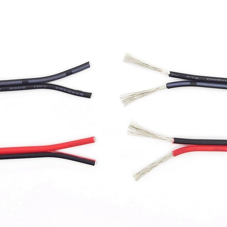 2 Pin Wire Electric Copper Cable 28 26 24 22 20 18 16 AWG LED Strip Lamp Lighting Cable PVC Extend Cord White Black Red UL2468.