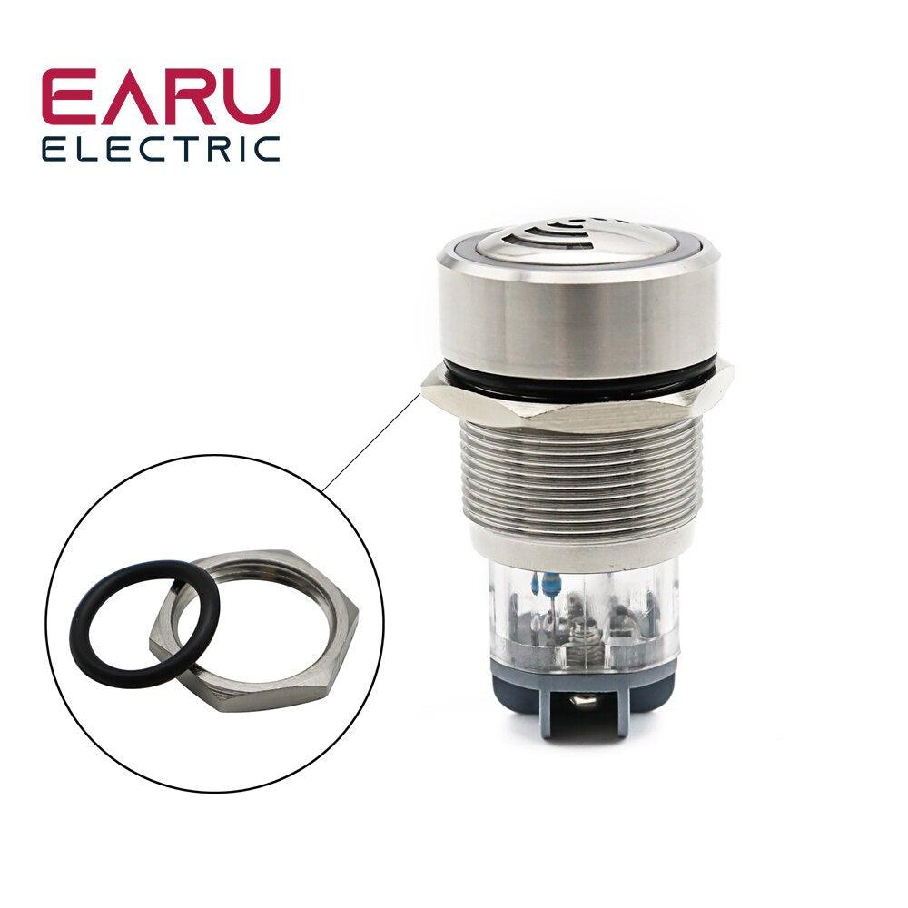 22mm IP67 Ultrashort Flash LED Alarm Indicator Light Signal Lamp Flashmetal Buzzer 12V 24V 220V Intermittent sound Waterproor.buzzer 22mm