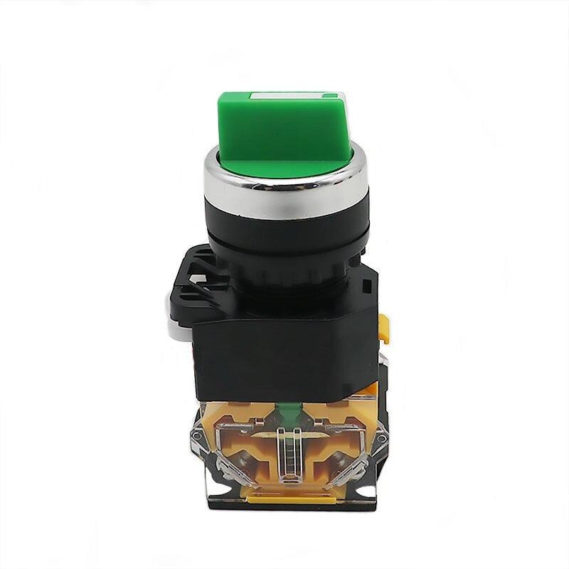 22MM Latching Momentary Selector Switch 2NO 3Position Rotary Switches DPST 4 Screws 10A 400V Power Switch ON/OFF Red Green Black.la38 series button switch