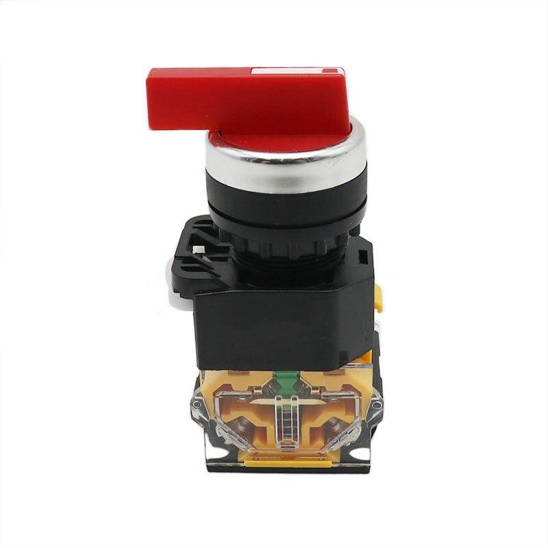 22MM Latching Momentary Selector Switch 2NO 3Position Rotary Switches DPST 4 Screws 10A 400V Power Switch ON/OFF Red Green Black.la38 series button switch