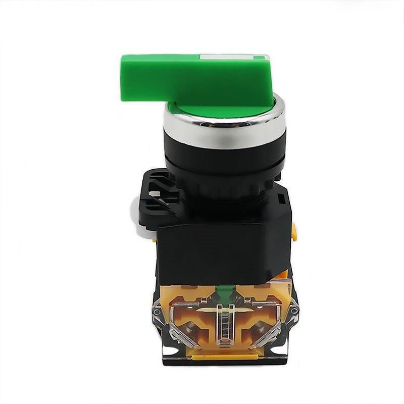 22MM Latching Momentary Selector Switch 2NO 3Position Rotary Switches DPST 4 Screws 10A 400V Power Switch ON/OFF Red Green Black.la38 series button switch