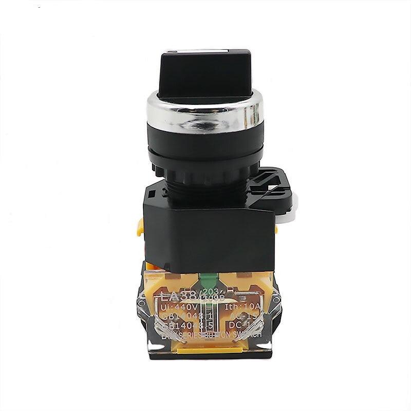 22MM Latching Momentary Selector Switch 2NO 3Position Rotary Switches DPST 4 Screws 10A 400V Power Switch ON/OFF Red Green Black.la38 series button switch