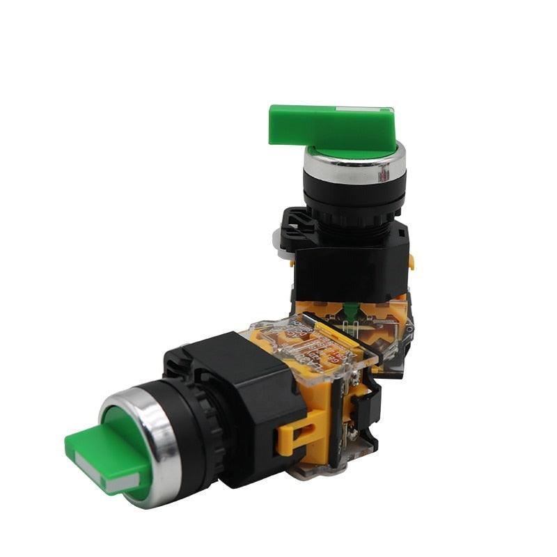 22MM Selector Knob Rotary Switch Latching Momentary 2NO 1NO1NC 2 3 Position DPST 10A 400V Power Switch ON/OFF Red Green Black.