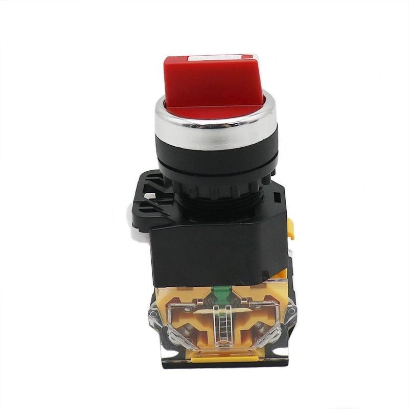 22MM Selector Knob Rotary Switch Latching Momentary 2NO 1NO1NC 2 3 Position DPST 10A 400V Power Switch ON/OFF Red Green Black.