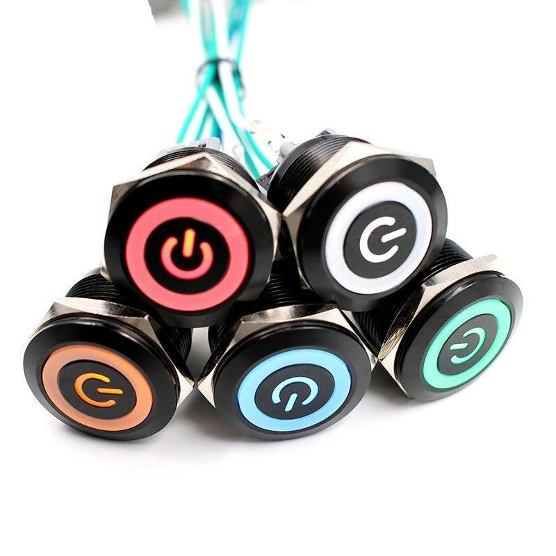 25mm Black Latching Fixation type Metal LED Push Button.