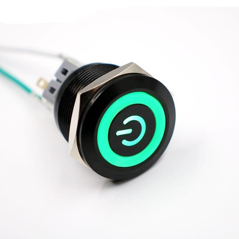 25mm Black Latching Fixation type Metal LED Push Button.