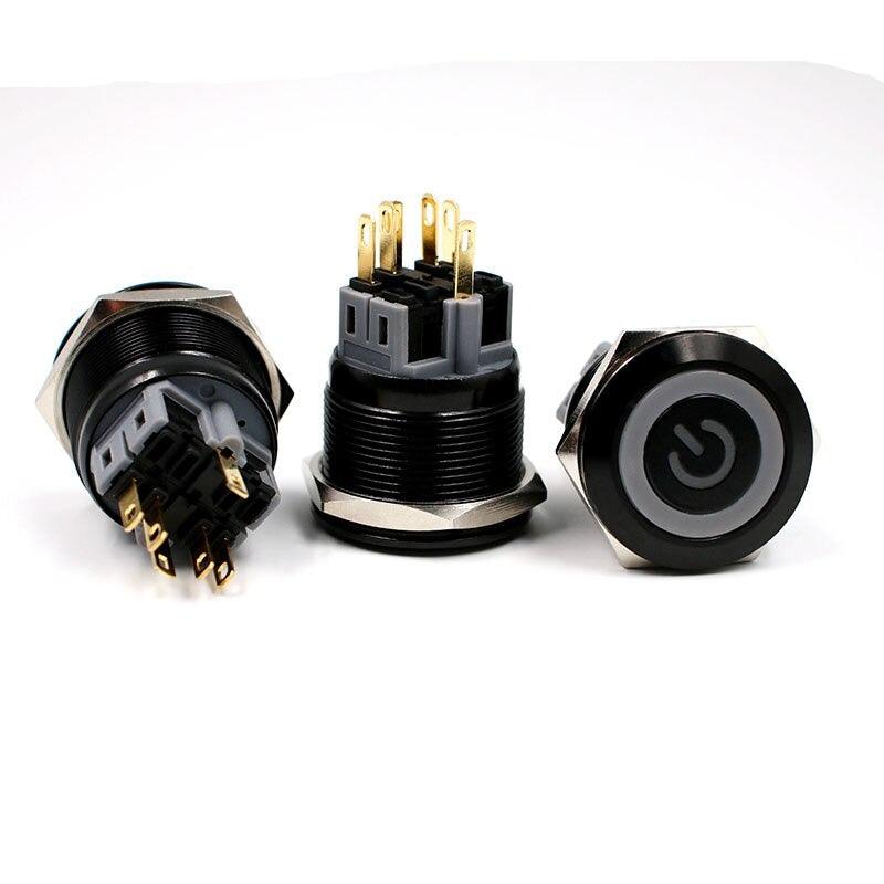 25mm Black Latching Fixation type Metal LED Push Button.