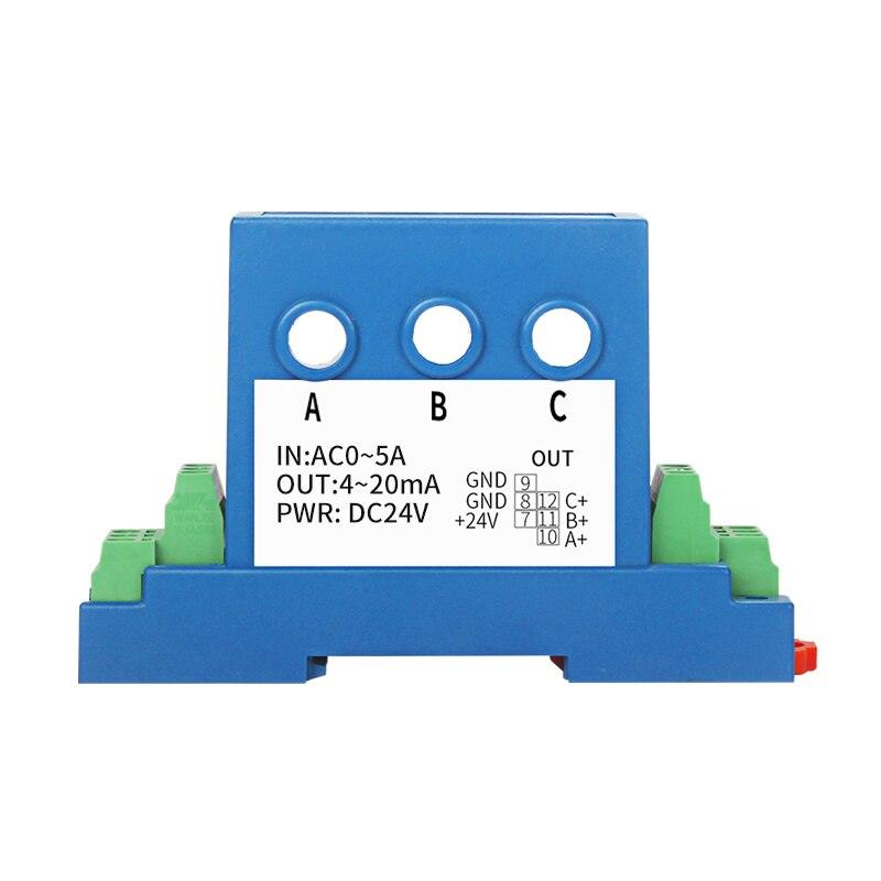 3 Phase Current Transmitter 4-20ma 0-5v 0-10v Analog output Perforated Three Phase Ampere Signal Transducer.