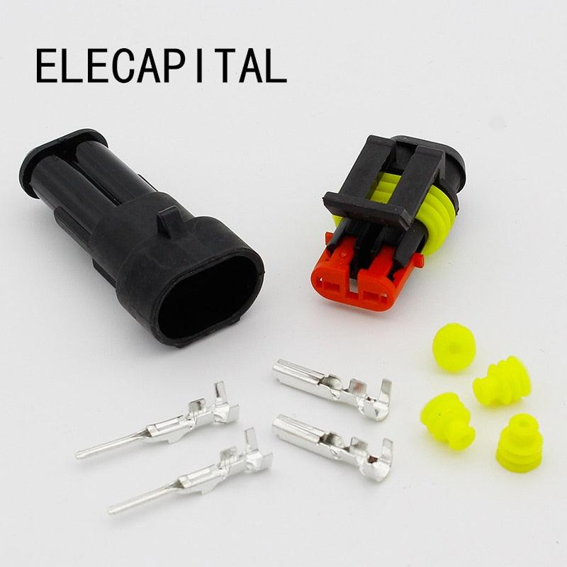 5kits Flame retardancy 2P auto connector waterproof automotive Wire Connector Plug 2 Pins Electrical Car Motorcycle HID.