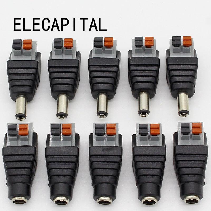 5pcs DC Male +5 pcs DC Female connector 2.1*5.5mm DC Power Jack Adapter Plug Connector for 3528/5050/5730 single color led strip.