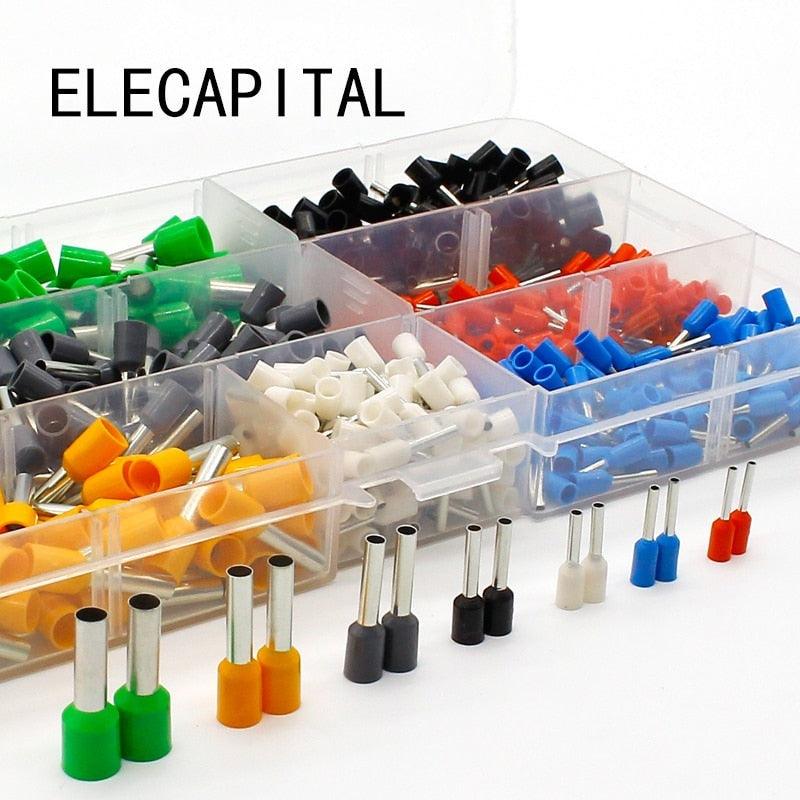 600 Pcs Copper Wire Crimp Tube Connector Spade Insulated Cord End Cable Wire Terminal Kit DIY Hand Tool Set For 22-10AWG.
