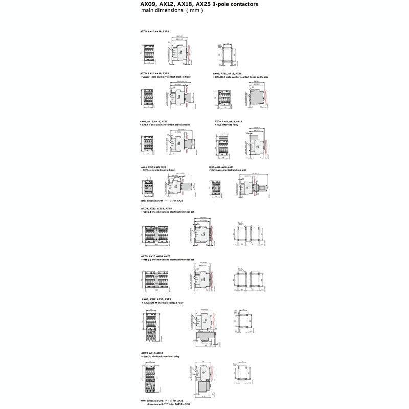 ABB- Contactors AX series| AX25-30-10 (1NO)   AX25-30-01 (1NC) optional.