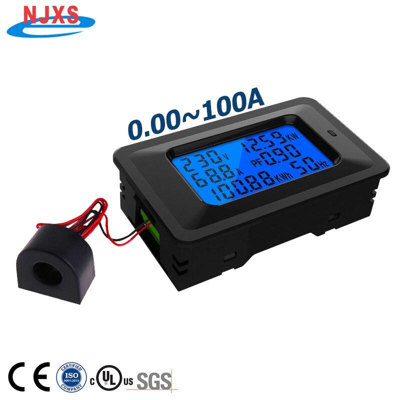 AC 20A/100A Digital Power Energy Voltmeter Ammeter current Amps Volt wattmeter 110-250V Power Monitor.