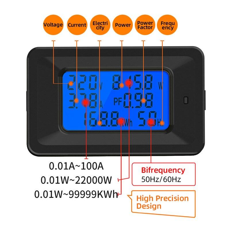 AC 20A/100A Digital Power Energy Voltmeter Ammeter current Amps Volt wattmeter 110-250V Power Monitor.