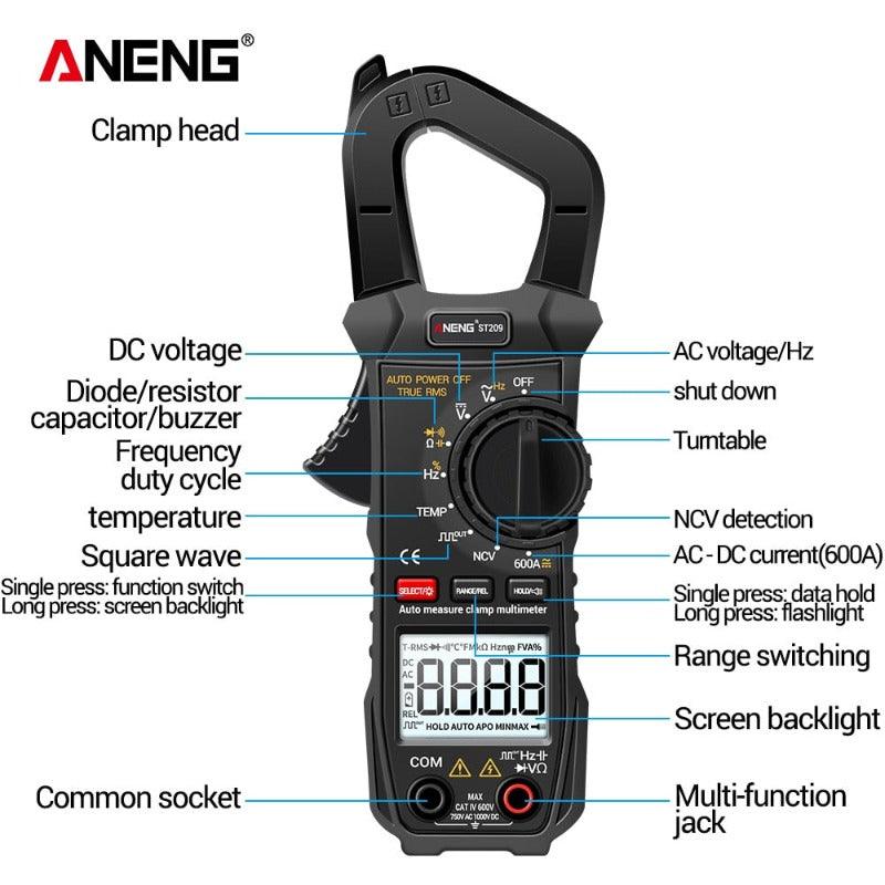 ANENG- ST209| 6000 counts True RMS Amp DC/AC Current Clamp tester Meters| voltmeter 400v Auto Range.st209