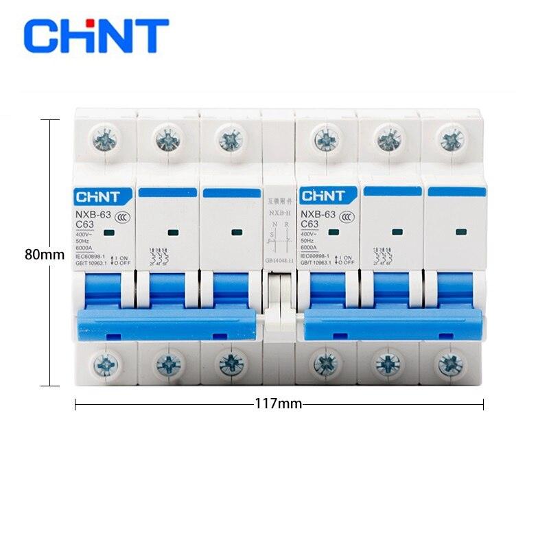 CHINT CHNT NXB-63 Dual Power Supply Interlock Switch New DZ47 Interlock Conversion 2PC Type 63A City Power Switch.
