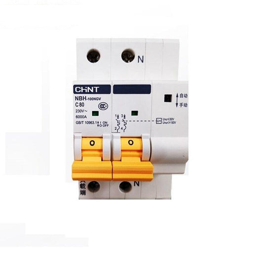 CHINT N8H 2P 1P+N 220V 6KA 63A 80A 100A PV Self Recovery Over Voltage And Under Voltage Automatic Reclosing Circuit Breaker MCB.