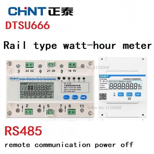 CHNT DDSU666 RS485 Communication Rail Type Meter Switch Three-Phase Four-Wire Energy Watt-Hour Meter 380v.