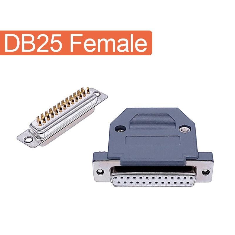 DB25 serial data cable connector adapter plug 2 row Plug 25pin hole female Male port socket D type DP25.