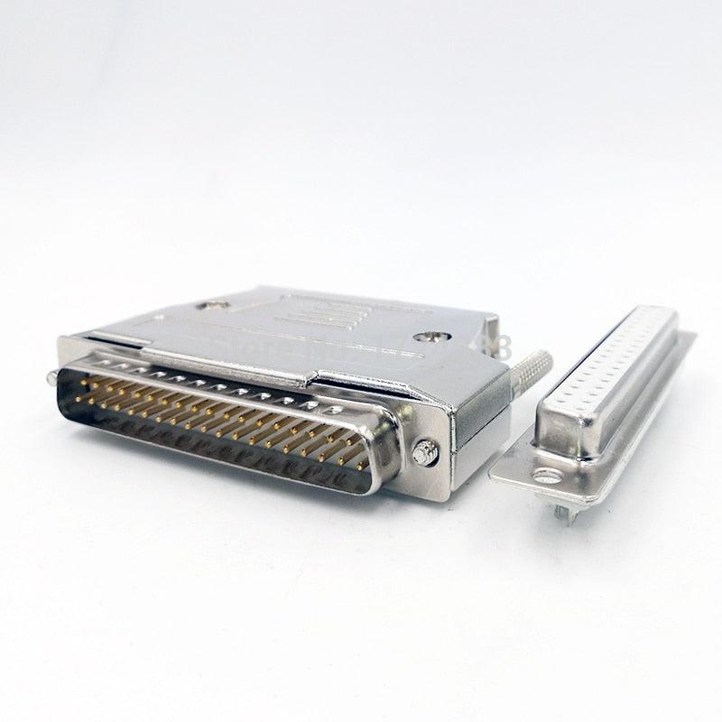 DB37 Metal connector D Sub plug gold plated brass contactor 37 pin hole port socket female Male adapter 2 row.