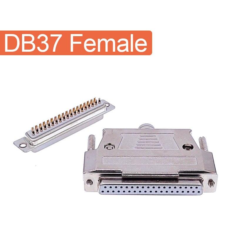 DB37 Metal connector D Sub plug gold plated brass contactor 37 pin hole port socket female Male adapter 2 row.
