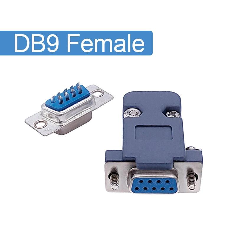 DB9 serial adapter connector Plug D type RS232 COM 9 pin hole port socket female&amp;Male Screw installation + shell DP9.