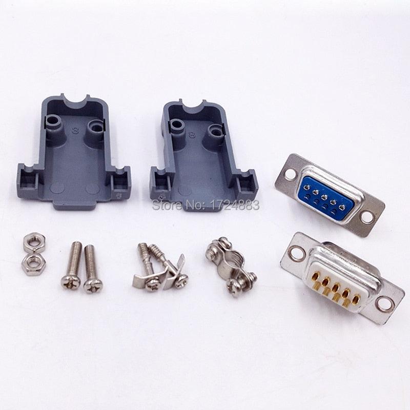 DB9 serial adapter connector Plug D type RS232 COM 9 pin hole port socket female&amp;Male Screw installation + shell DP9.
