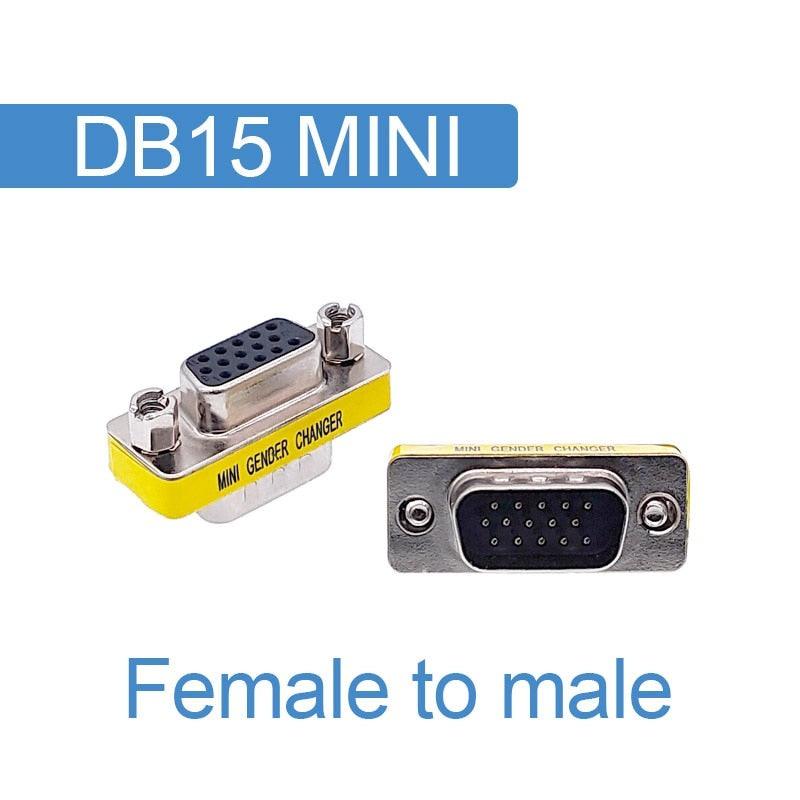 DB9/DB15 MINI Gender Changer adapter RS232 Com D-Sub to Male Female VGA plug connector 9 15pin.