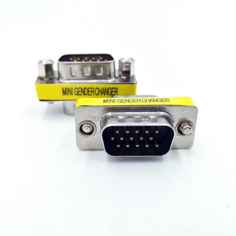 DB9/DB15 MINI Gender Changer adapter RS232 Com D-Sub to Male Female VGA plug connector 9 15pin.