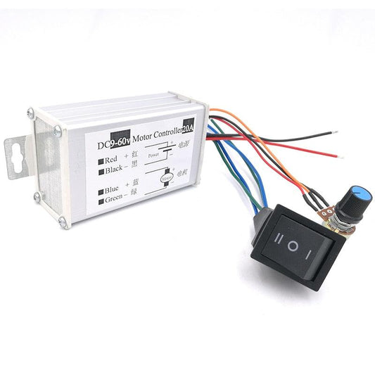 DC motor speed controller,PWM motor governor,brushed dc motor speed control,9v-60v motor regulator,potentiometer speed control,motor speed regulator with power switch,aluminum housing motor controller