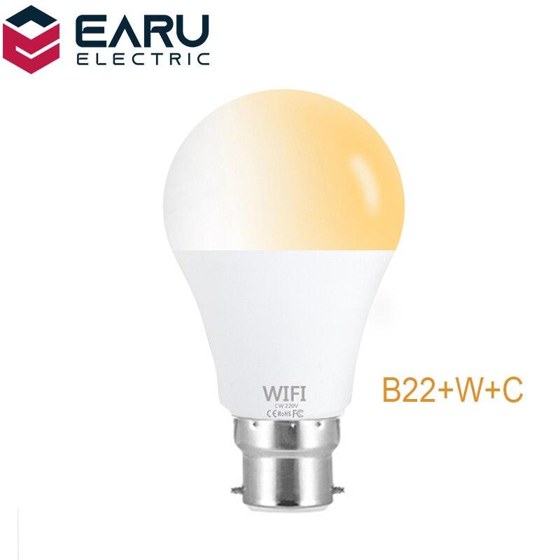 Dimmable 15W WiFi Smart Light Bulb B22 E27 LED RGB Lamp Work with Alexa/Google Home RGB+White Dimmable Timer Function Magic Bulb.