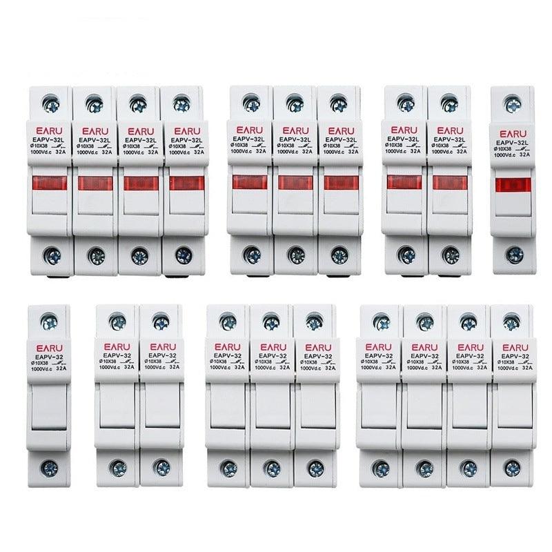 Din Rail Solar PV DC Fuse Holders with Indicator Light suitable for 10*38mm DC PV Fuse Link for Solar Photovoltaic System Pro.