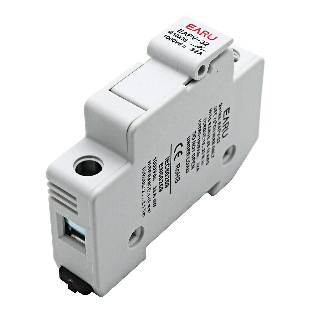 Din Rail Solar PV DC Fuse Holders with Indicator Light suitable for 10*38mm DC PV Fuse Link for Solar Photovoltaic System Pro.