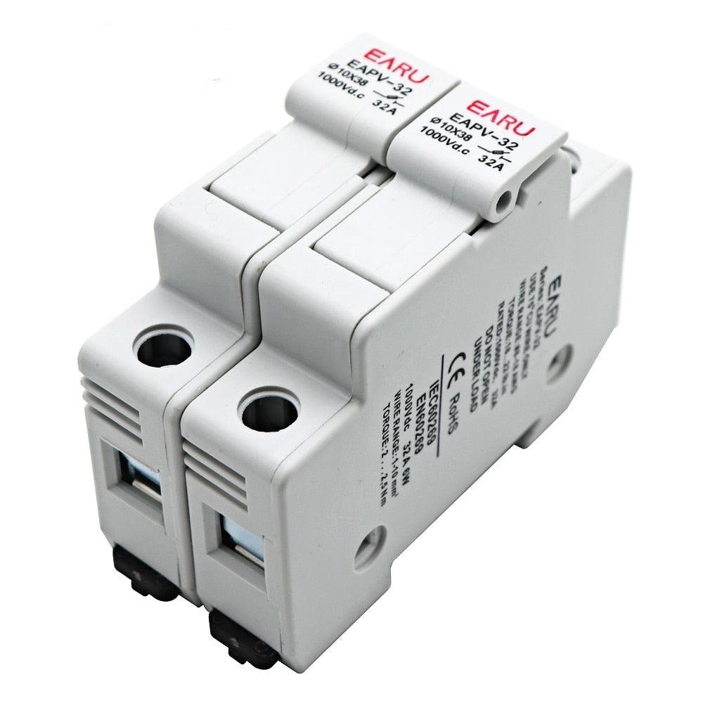 Din Rail Solar PV DC Fuse Holders with Indicator Light suitable for 10*38mm DC PV Fuse Link for Solar Photovoltaic System Pro.