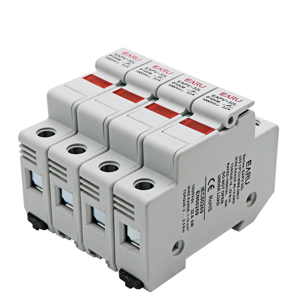 Din Rail Solar PV DC Fuse Holders with Indicator Light suitable for 10*38mm DC PV Fuse Link for Solar Photovoltaic System Pro.