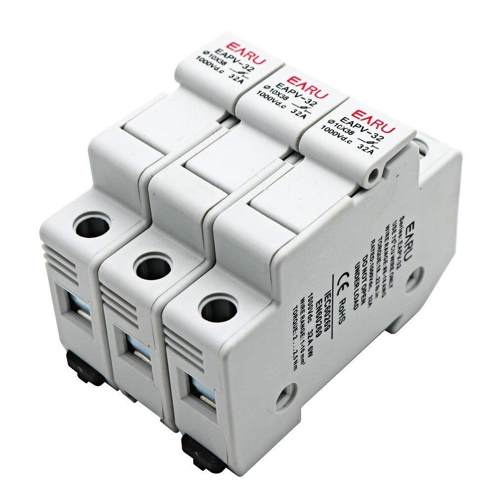 Din Rail Solar PV DC Fuse Holders with Indicator Light suitable for 10*38mm DC PV Fuse Link for Solar Photovoltaic System Pro.