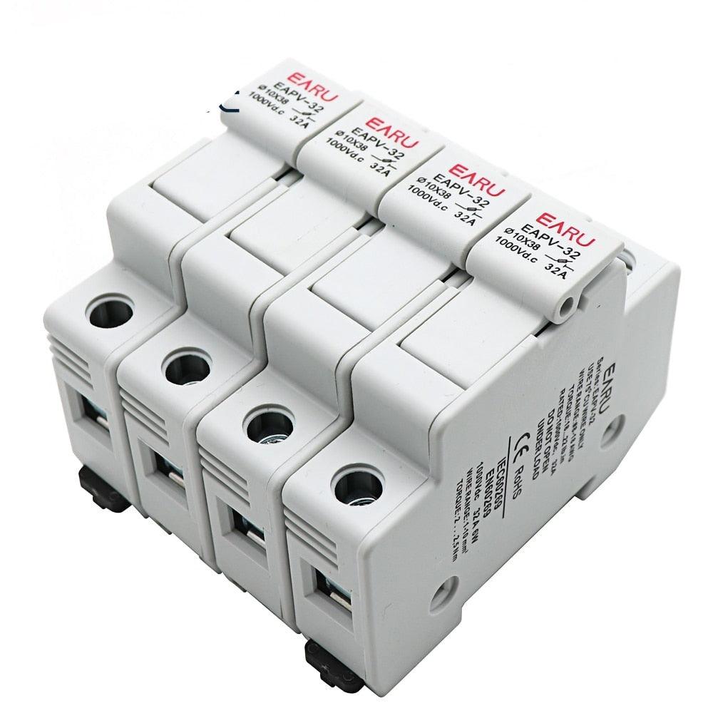 Din Rail Solar PV DC Fuse Holders with Indicator Light suitable for 10*38mm DC PV Fuse Link for Solar Photovoltaic System Pro.