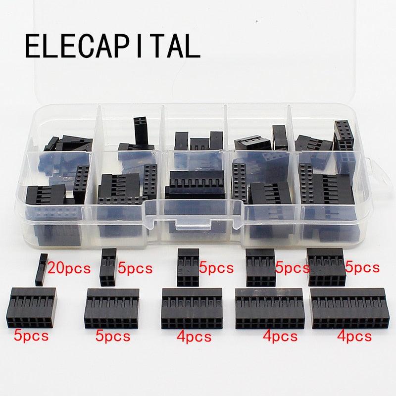 Double row Dupont Kit 1P/2*2/2*3/2*4/ 2*5/2*6/2*7/2*8/ 2*9/ 2*10Pin Housing Plastic Shell Terminal Jumper Wire Connector set.