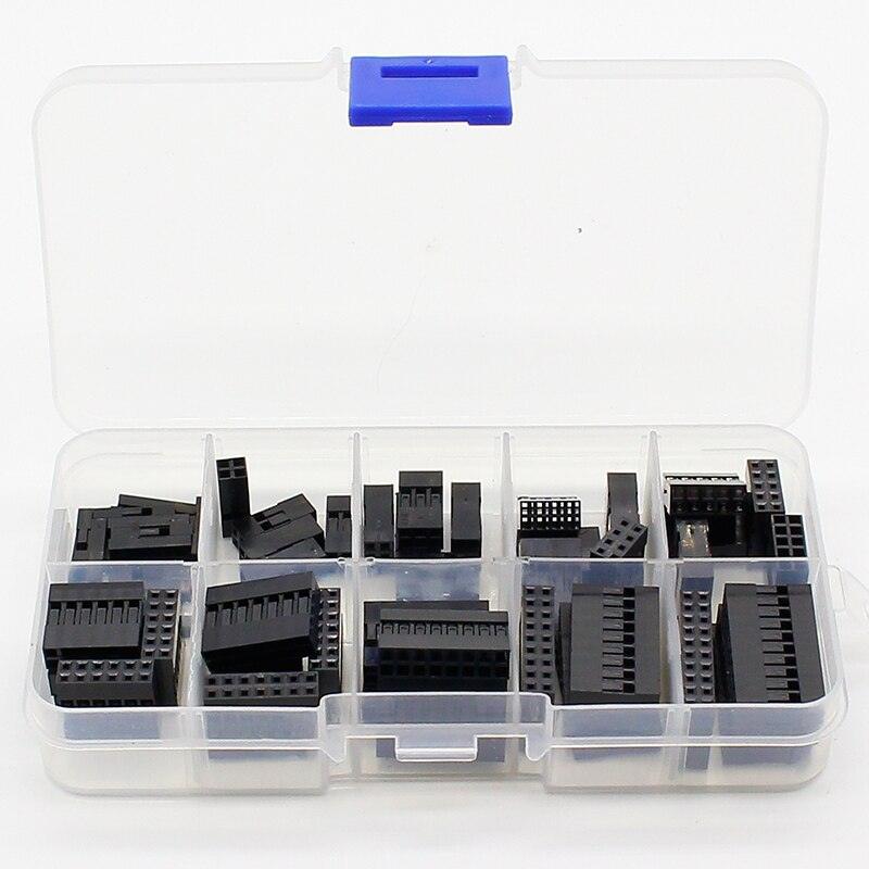 Double row Dupont Kit 1P/2*2/2*3/2*4/ 2*5/2*6/2*7/2*8/ 2*9/ 2*10Pin Housing Plastic Shell Terminal Jumper Wire Connector set.