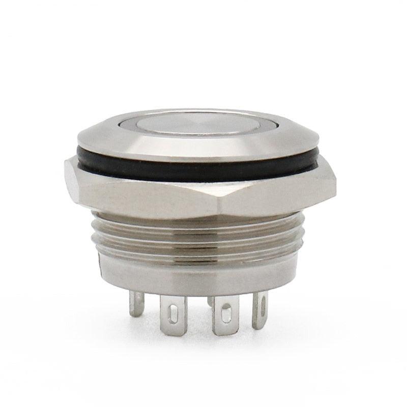 EAUR- 12-30mm 3 Triple Color RGB LED Light Mirco Switch Momentary Metal Push Button.