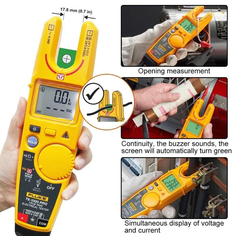 FLUKE T6-1000 PRO Clamp Ammeters 1000V AC/DC Non-Contact Voltage Clamp Meter  Continuous Current Electrical Tester True RMS.