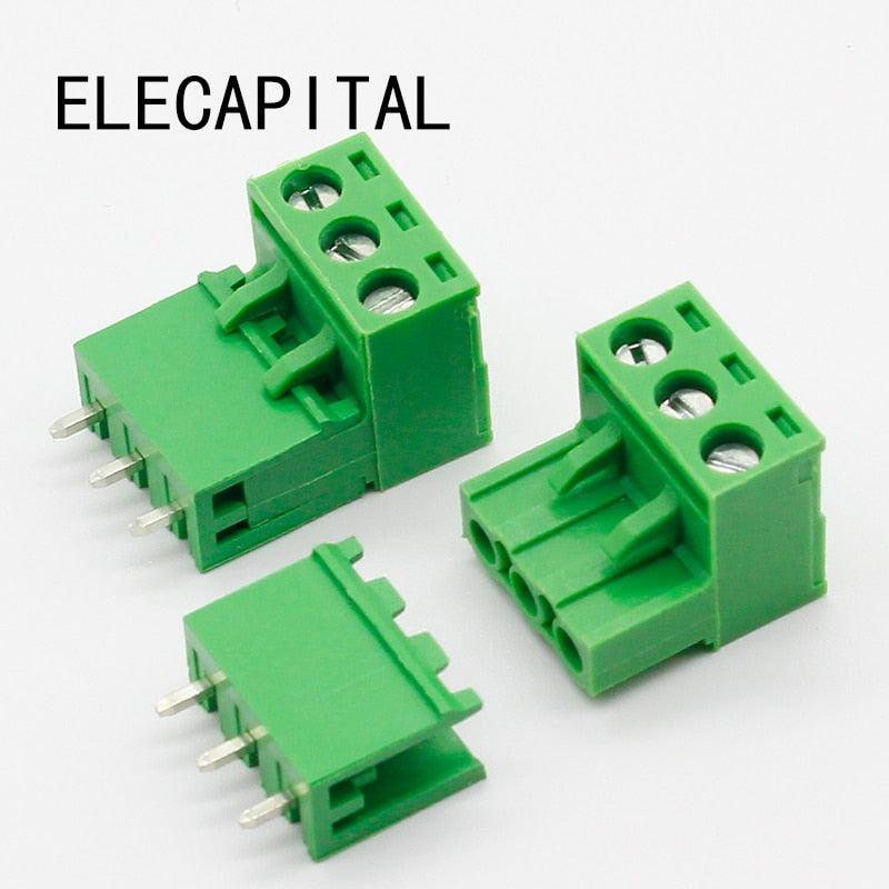 Free shipping 10 sets ht5.08 3pin Terminal plug type 300V 10A 5.08mm pitch connector pcb screw terminal block.