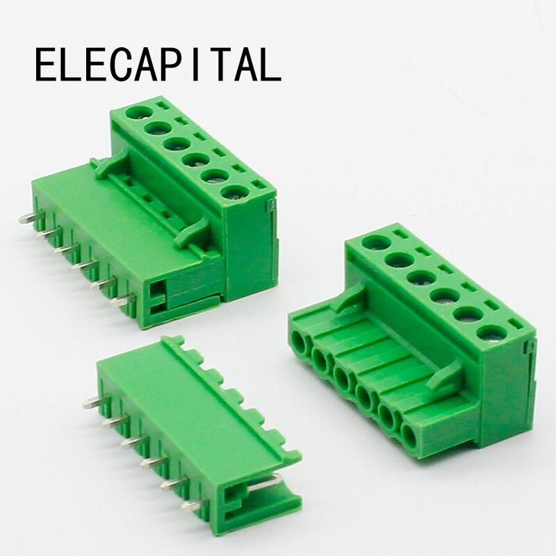 Free shipping 5 sets ht5.08 6pin Terminal plug type 300V 10A 5.08mm pitch connector pcb screw terminal block.