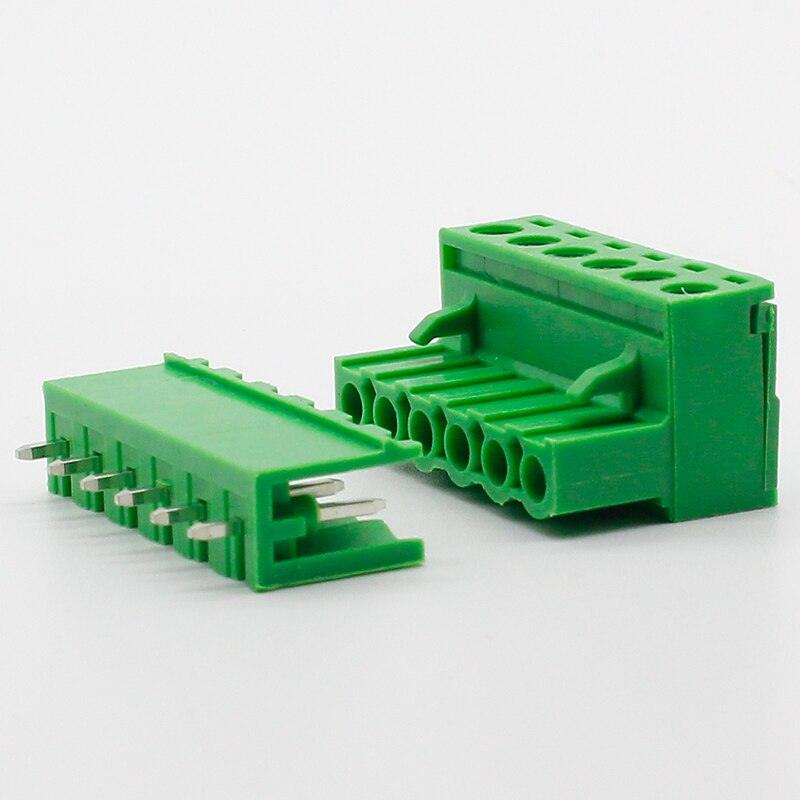 Free shipping 5 sets ht5.08 6pin Terminal plug type 300V 10A 5.08mm pitch connector pcb screw terminal block.