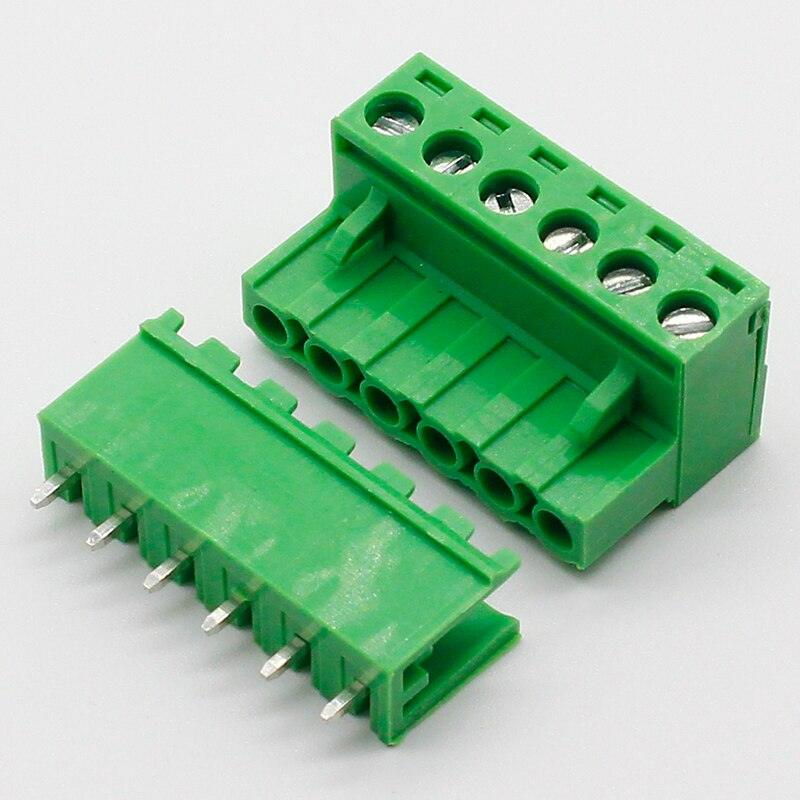 Free shipping 5 sets ht5.08 6pin Terminal plug type 300V 10A 5.08mm pitch connector pcb screw terminal block.