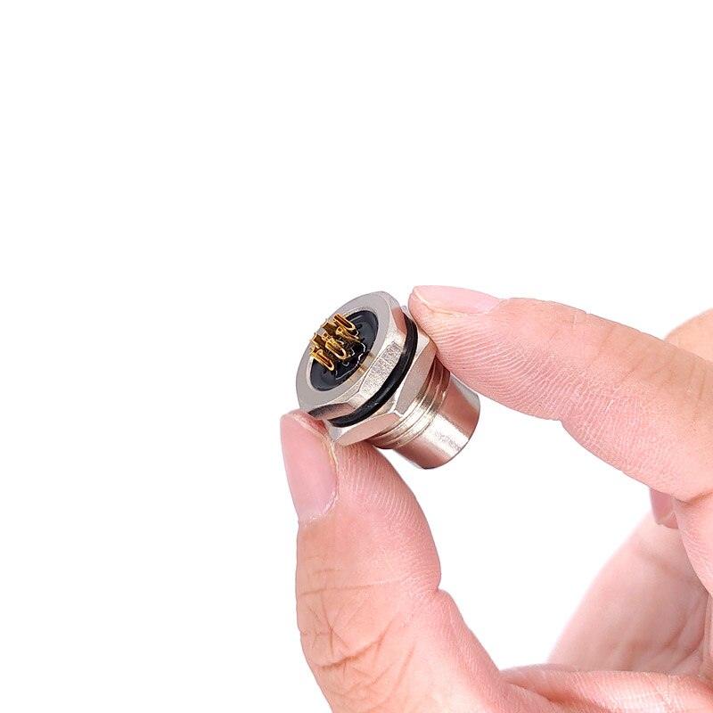 Front nut flange socket 3/4/5/8pin M1216 screw threaded male female sensor connector.