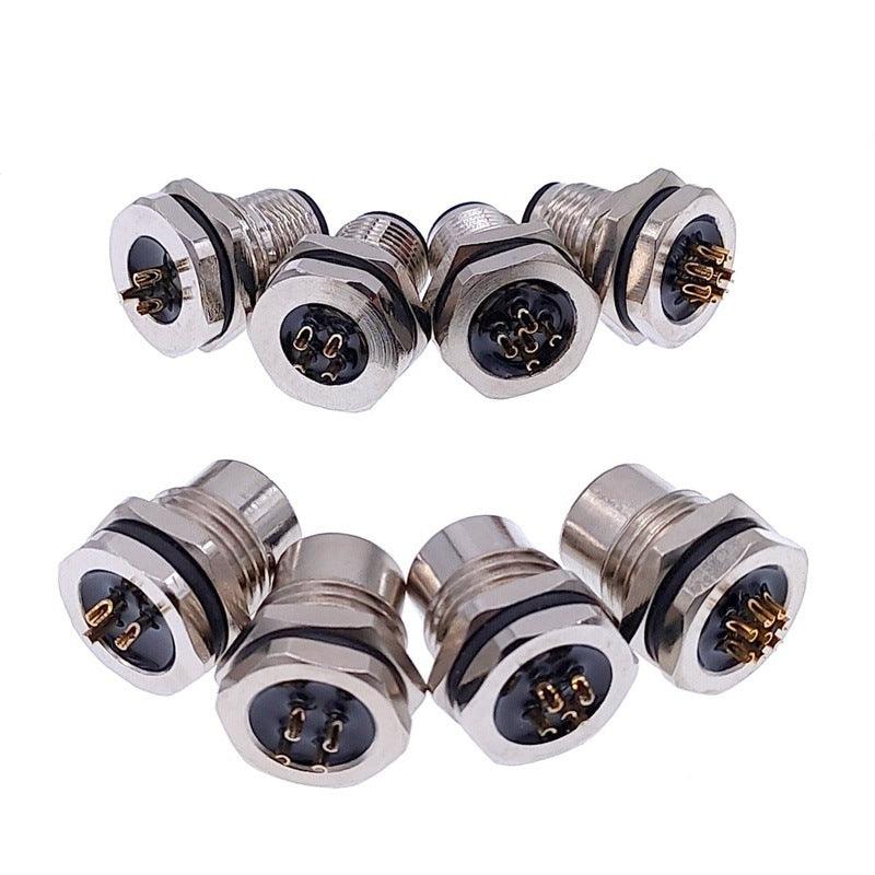 Front nut flange socket 3/4/5/8pin M1216 screw threaded male female sensor connector.