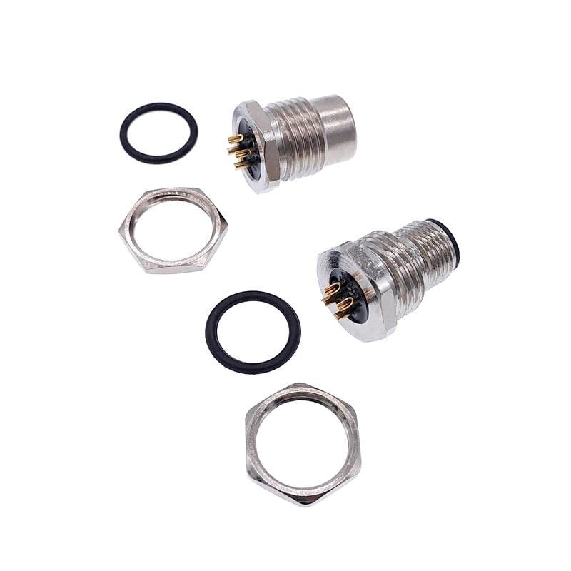 Front nut flange socket 3/4/5/8pin M1216 screw threaded male female sensor connector.
